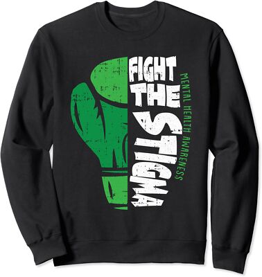 Fight The Stigma Green Ribbon Mental Health Awareness Unisex Crewneck Sweatshirt
