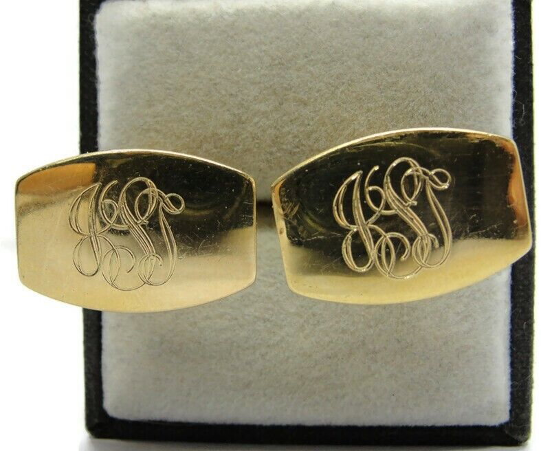 Vintage Cufflinks 1/20 14K Gold Filled Marked D B Engraved