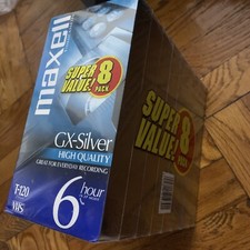 Maxell GX-Silver T-120 8 Pack High Quality 6 Hour VHS Tapes Brand New