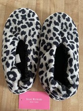 Womens Isaac Mizrahi Black Animal Print Slippers Small