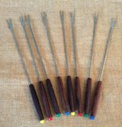 Vintage Stainless Steel~Rosewood Handle Fondue Forks set of 8 Color Coded JAPAN