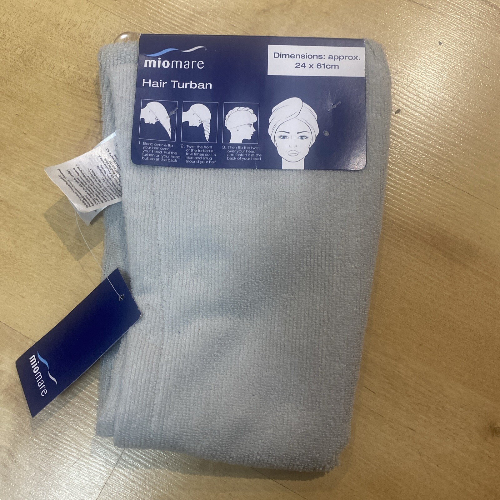 Miomare Hair Turban Towel Light Grey Colour 24x61cm