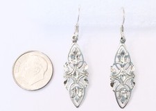 NWOT  STERLING SILVER  Filigree  1.75  Long  Dangle Earrings