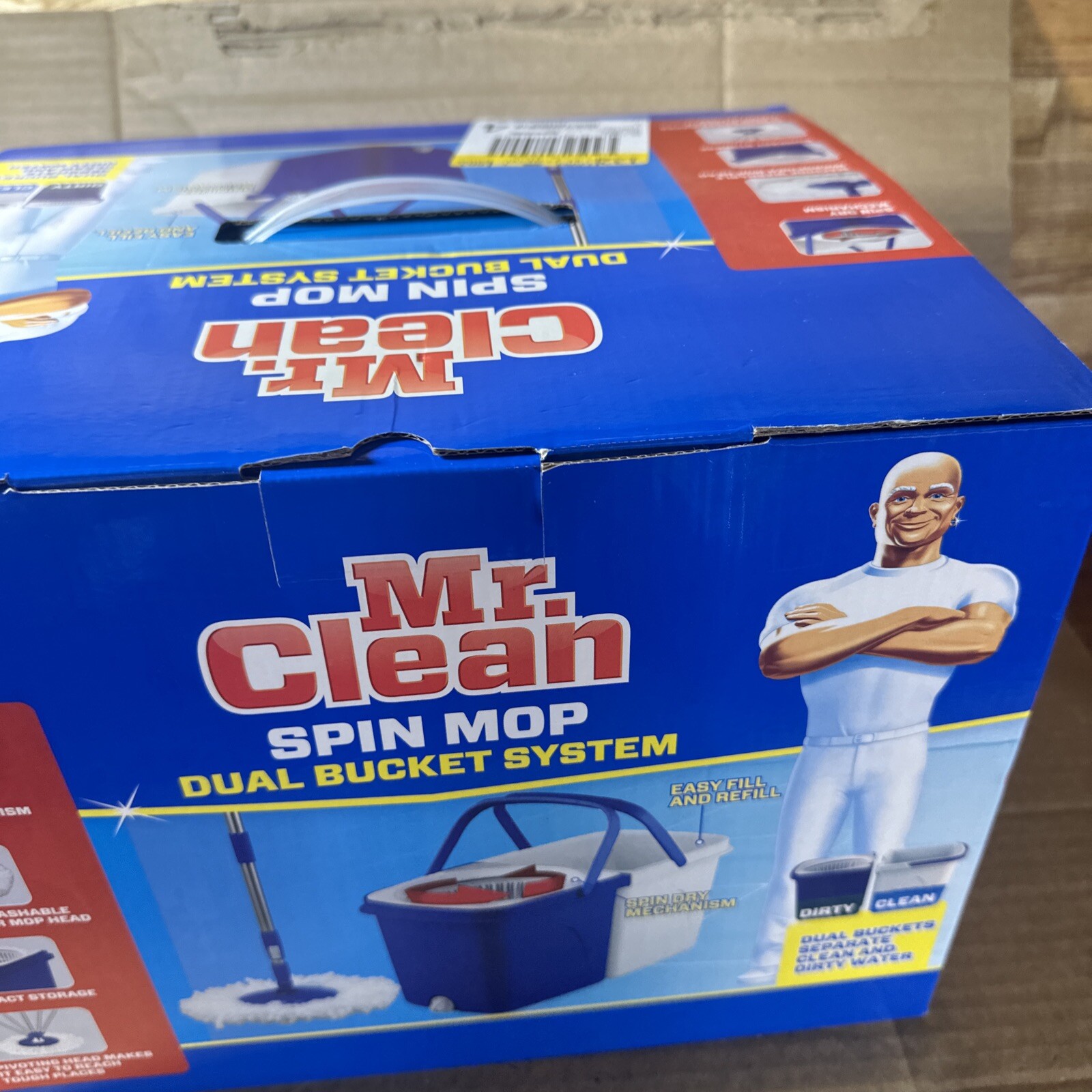 Mr. Clean Spin Mop Dual Bucket System Separates Clean & Dirty Water