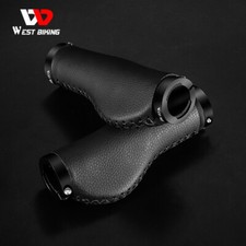 WEST BIKING Bike Grips Leather Lock-on Cycling Bicycle Handlebar Grips Black