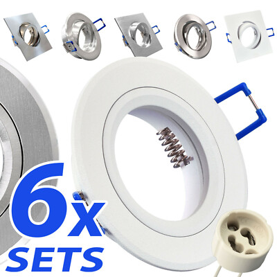 Einbaustrahler 6er SET Aluminium Einbaurahmen inkl. GU10 Fassungen Einbauleuchte