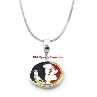 NCAA - Florida State Seminoles Team Logo Pendant Necklace On 925 Snake Chain