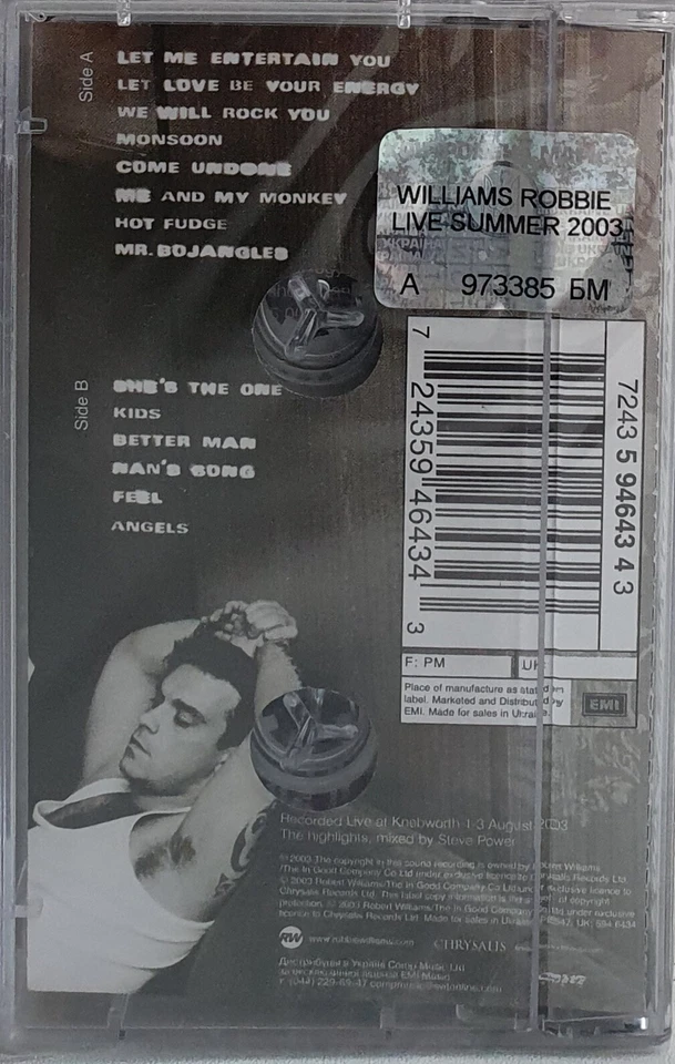 ROBBIE WILLIAMS - LIVE SUMMER 2003Cassette OFFICIAL UKRAINIAN RELEASE NEW SEALED - Image 2 of 2