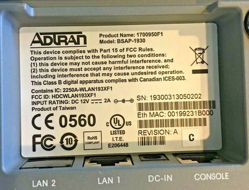 Adtran Bluesocket BSAP-1930 High-Performance Dual Radio 802.11n Access Point - Picture 5 of 5