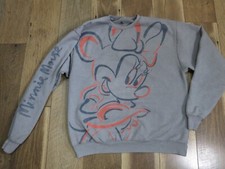 Disney Women  s Gray Cotton/Polyester Minnie Mouse Pullover Sweatshirt Sz M