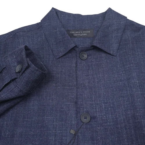 Bloomingdales Wool Chore Jacket Mens 42R Navy Blue Melange Micro Hopsack  image 2