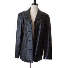 Kasper Oversized Black Genuine Leather Jacket Size Xl Womens Soft Supple Euc