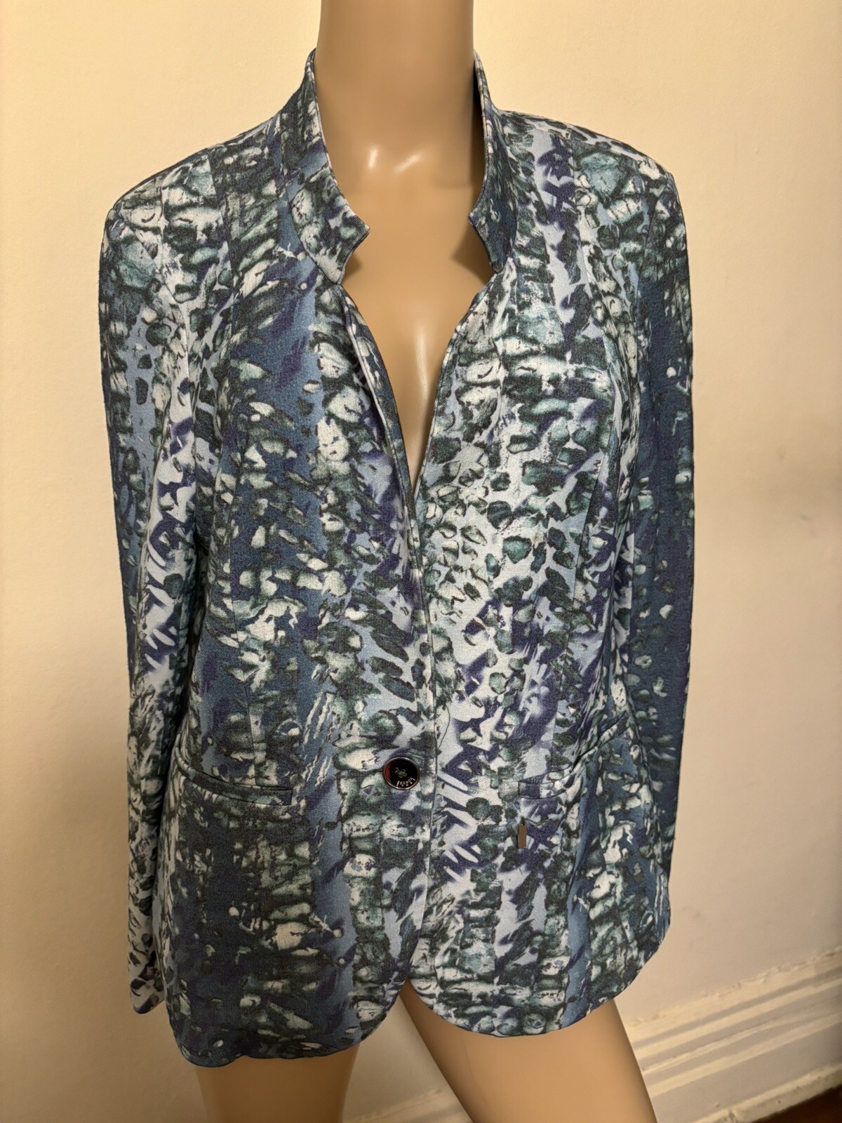 Escada Blue Pattern Blazer Medium - image 5
