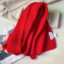 Christmas Knitting Red Solid Winter Warm Scarf Christmas Gift for Men and Women