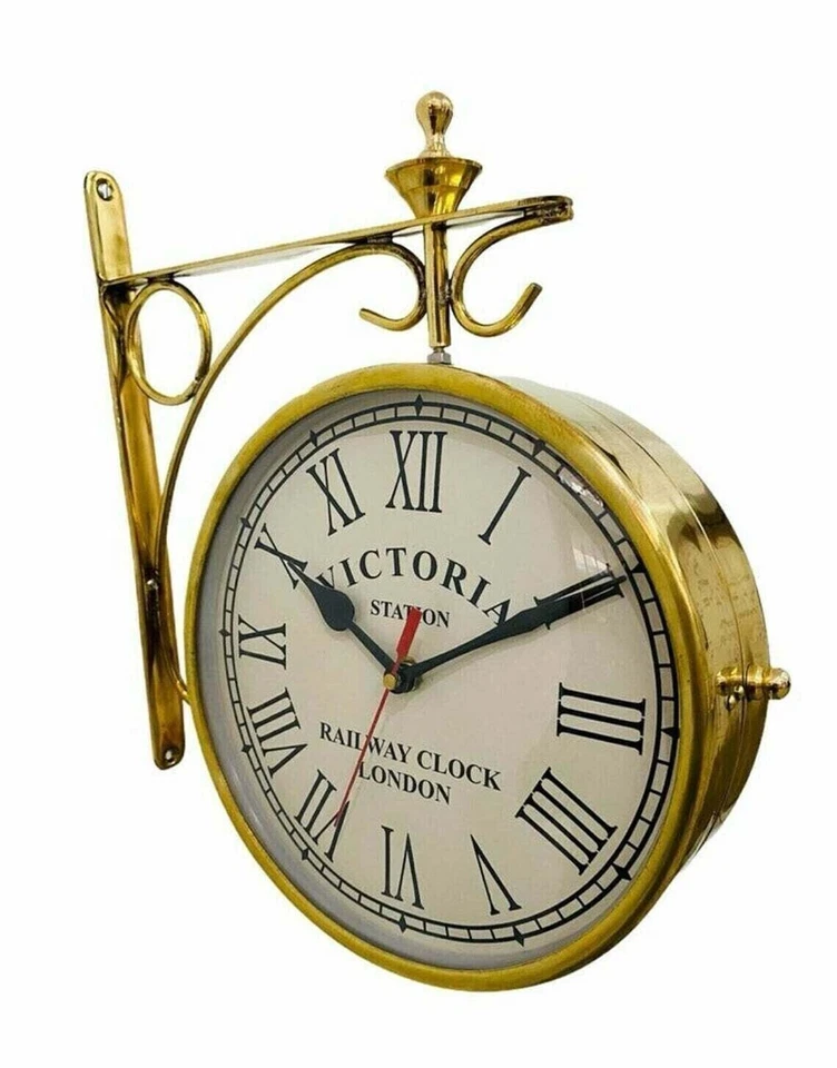8'' Nautical Shinny Brass Double Sided Station Clock Wall Clock Home Décor GIFT - Image 4 of 4