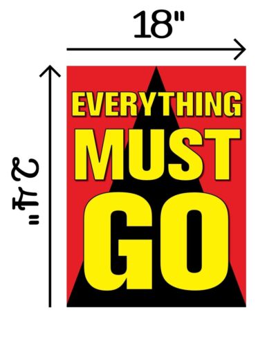 Everything Must Go | Letrero de exhibición de ventana al por menor | 18" W x 24" H | Paquete de 5 - Imagen 2 de 5