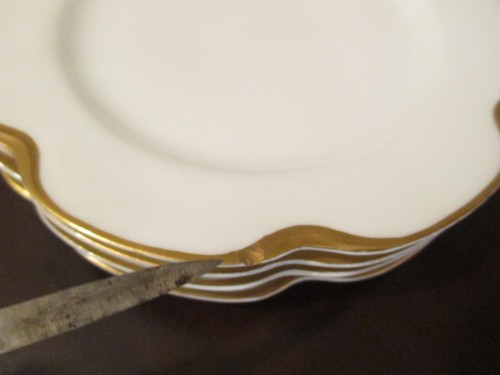 HAVILAND Silver Anniversary by Limoges 7 1/2" Salad Plates Lot of 4 ONE w/CHIP - Picture 7 of 7