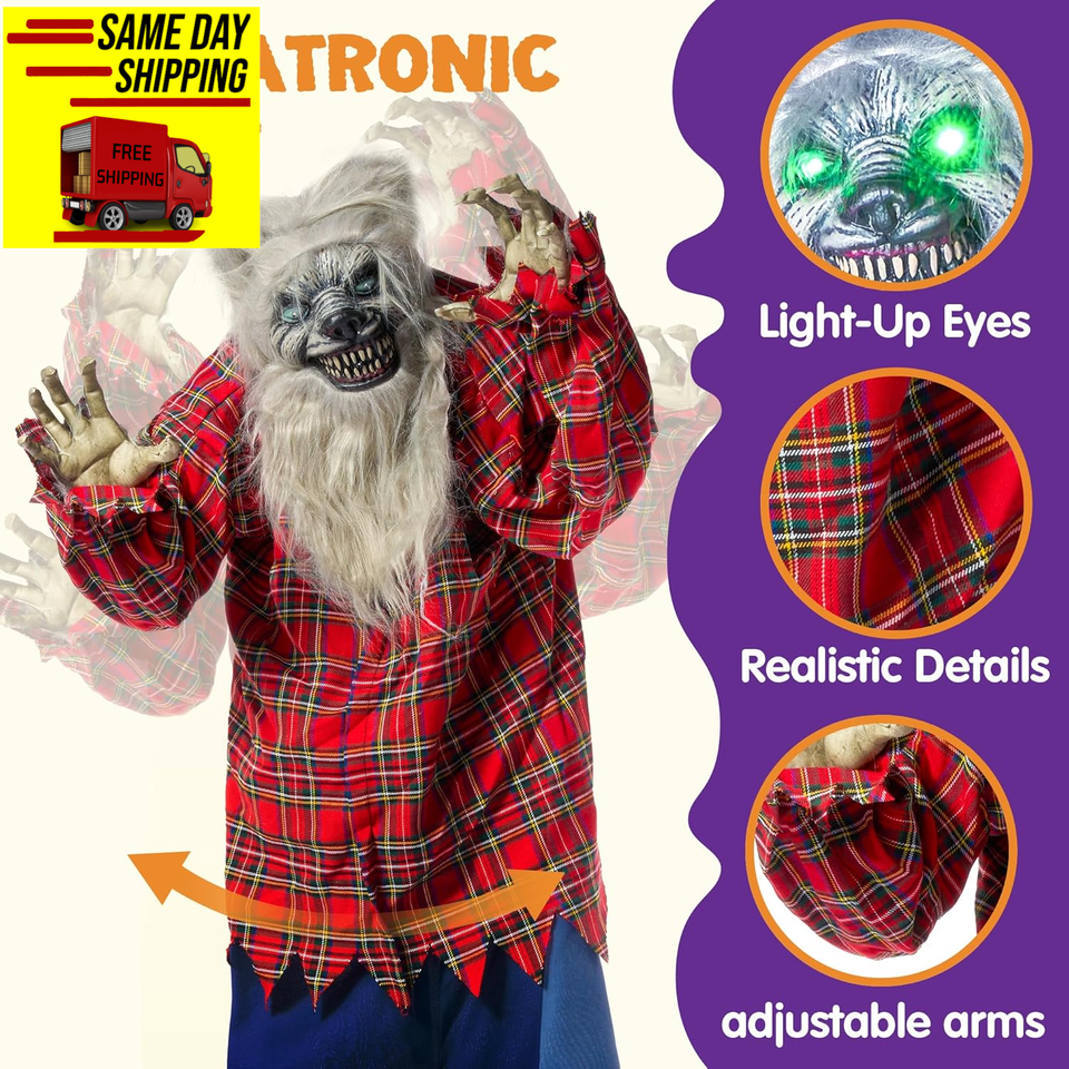 68" Halloween Animatronics Clearance, Scary Halloween Werewolf