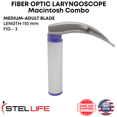 Fiber Optic Laryngoscope Macintosh Combo Blade&Handle Intubation Pack of  10