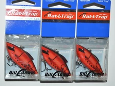 3 lures bill lewis rat l trap 2.5" 1/4oz lipless bass crankbait cherry craw red