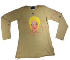 1970s-80s GIVENCHY for Chesa Long-Sleeve Women  s Hand Painted Diamond Shirt M L