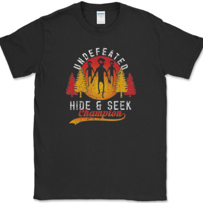Alien Hide and Seek Champion T-Shirt Funny UFO Abduction Humor Novelty Tee