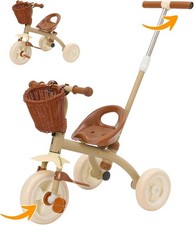 2 in 1 Kids Tricycle Push Trike Balance Bike w Parent Handle Green