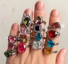 (LOT OF 10) Size 8 - Random Bulk Wholesale Fashion Jewelry Rings CZ
