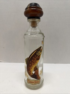 Vintage Cabin Still Sportsman Collection Fish Glass Whiskey Decanter With Labels