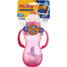 Nuby 3 Stage Baby Bottle with Handles, 3m , Standard Neck, 11 oz