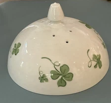 Rare D. Porthault Limoges Green Clovers Trèfles Porcelain Cloche Cheese Dome