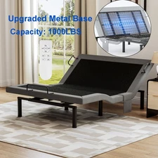 Upgraded Adjustable Bed Frame Metal Base with Remote Dual Motor Queen 1000LB