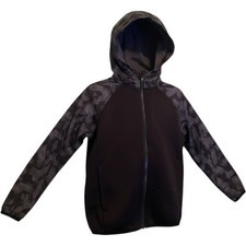 H&M Kids Black Hooded Track Jacket Size 4 Lightweight Activewear