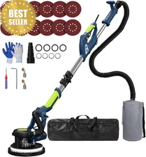 Drywall Sander 8A 2025 Upgrade w/ Vacuum LED 7-Speed 12 Discs Ceiling Tool