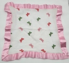 Aden  Anais Butterfly Lovey Security Blanket Pink White Green Muslin Satin Trim