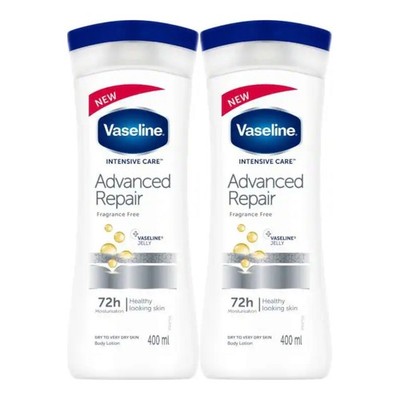Vaseline Advanced Repair Fragrance Free Body Lotion 400ml (Pack of 2)