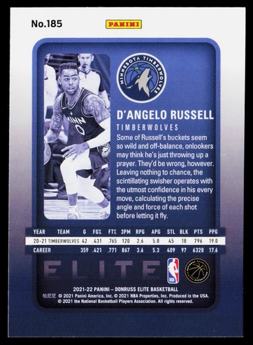 D'Angelo Russell 2021-22 Donruss Elite naranja Minnesota Timberwolves - Imagen 2 de 2
