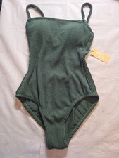 Women's Pucker Textured Square Neck High Coverage One Piece Swimsuit Kona Sol S