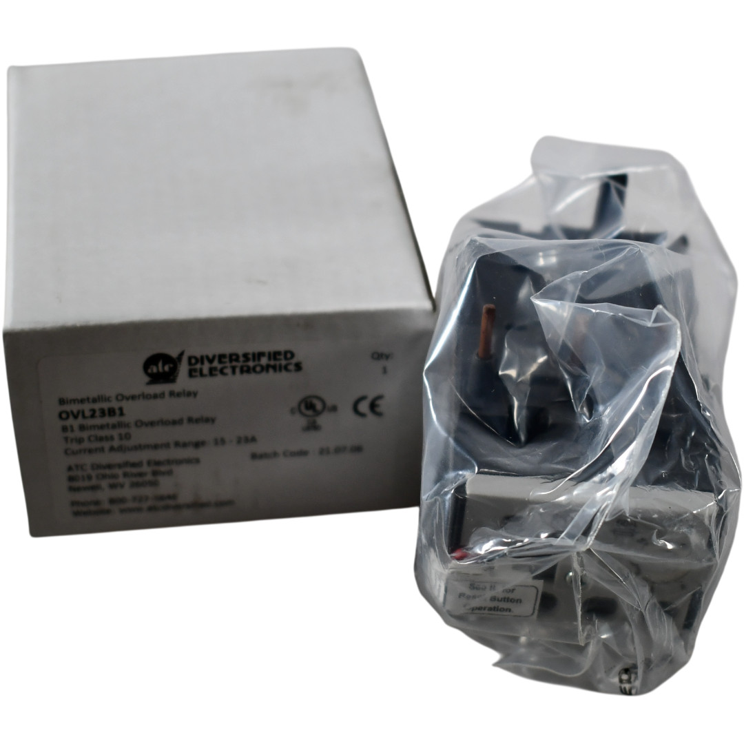 NEW ATC Diversified OVL23B1 Bimetallic Overload Relay 15 to 23A Trip Class 10