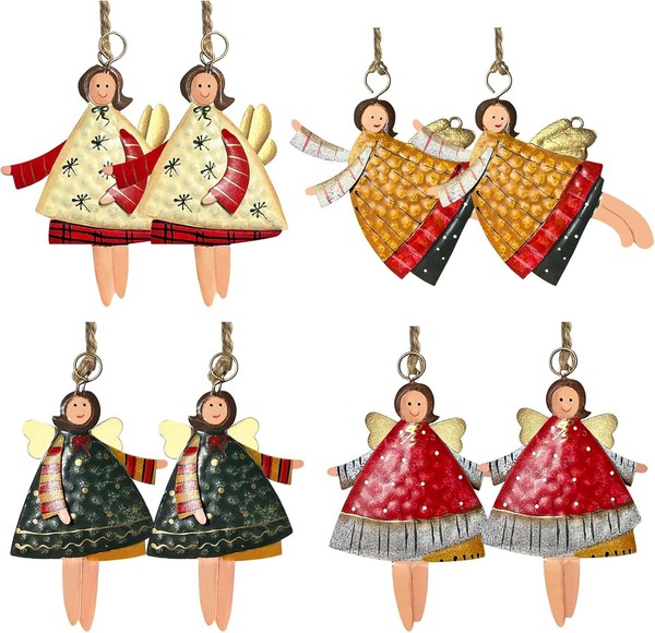 Weihnachtsbaumschmuck 8 StüCk Metall Vintage Weihnachtsengel AnhäNger Deko-image