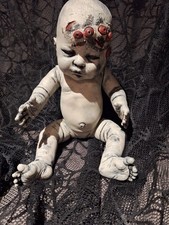 OOAK Creepy Lifelike Zombie Infant Doll, Handpainted, 17 In Tall, Halloween Prop