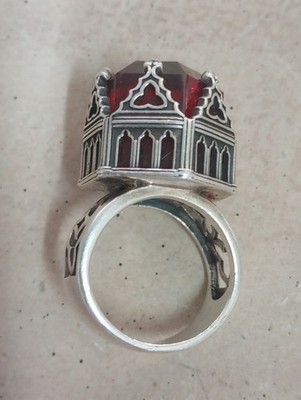 Regal Rose Tempel der Kammer Granat CZ Kathedrale Ring 925 Silber Regalrose