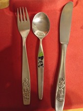 schönes Kinderbesteck Set versilbert90er Rolf Kauka WMF Kleeblatt antibakteriell