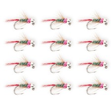 Tungsten Red Dart Barbless Nymph Flies 12-Pack | Euro Nymphing Trout Flies