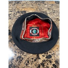 Vintage Neptuno Almirante Black Wool Beret Nautical Red Lining Size 59 Cap