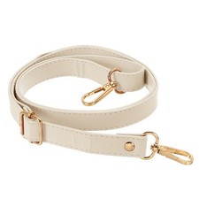 51 Inch Adjustable Leather Purse Strap with Gold Hardware, Beige