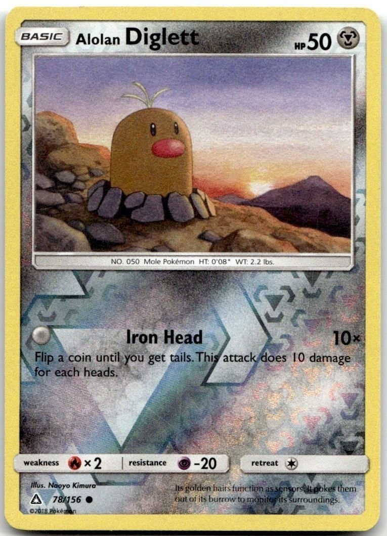 Alolan Diglett SM - Ultra Prism #78/156 Reverse Holo Pokemon TCG Card LP