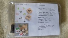Christmas-Themed Wood Mounted Rubber Stamp Set 8 Pieces