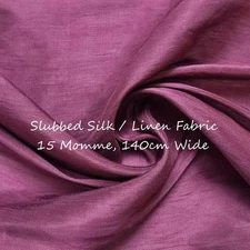Burgundy Silk Flax Material 54'' Wide By Yard Slubby Silk Linen Fabric Natural