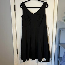 ABS Collection Sleeveless Fit N Flare Dress Black Cocktails V-neck NEW